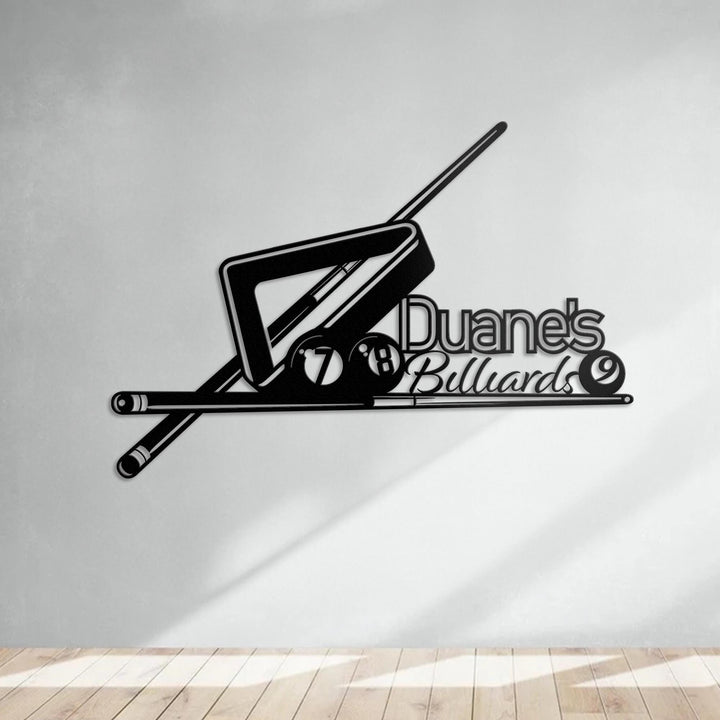 Custom Billiards Sport And Bar Metal Wall Art with LED Light Personalized Snooker Player Name Sign Home Decor Pool Ball Decoration Man Cave
