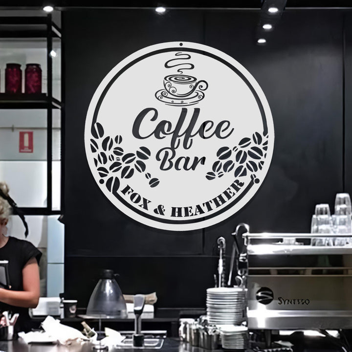 Personalized Coffee Bar Sign,Custom Coffee Name Sign,Coffee Bar Metal Wall Decor,Fresh Brewed Birthday Christmas Gifts,Gift for Dad/Mom