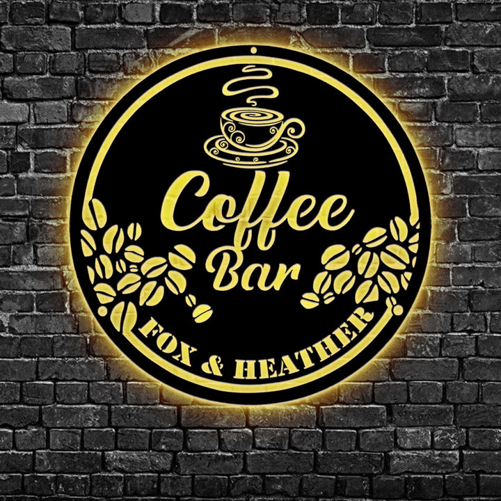 Personalized Coffee Bar Sign,Custom Coffee Name Sign,Coffee Bar Metal Wall Decor,Fresh Brewed Birthday Christmas Gifts,Gift for Dad/Mom