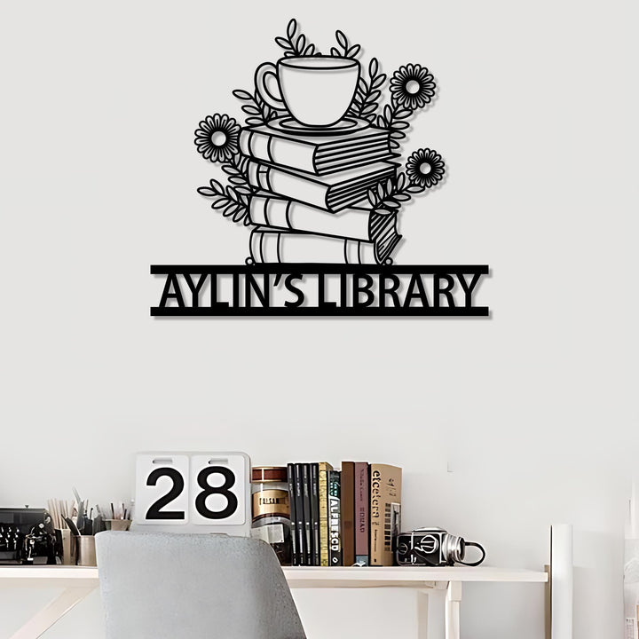 Personalized Books Metal Sign,Bookshelf Sign,Custom Library Sign,Bookworm Sign,Book Club Decor,Reading Room Sign,Books Metal Wall Art