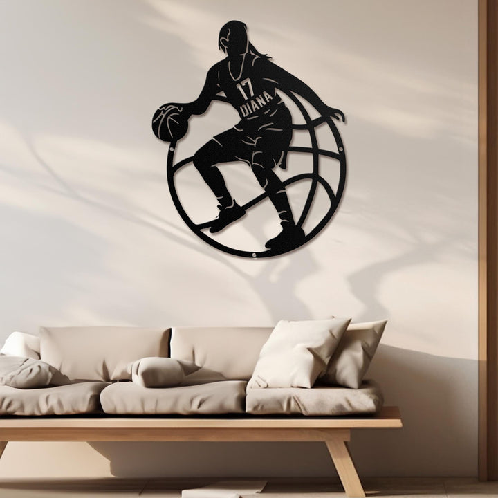 Custom Female Basketball Metal Sign,Personalized Girl Player Name Sign,Basketball Metal Wall Art,Basketball Sports Wall Decor,Kid Room Decor