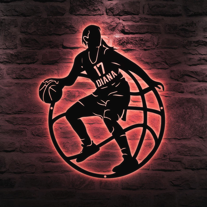 Custom Female Basketball Metal Sign,Personalized Girl Player Name Sign,Basketball Metal Wall Art,Basketball Sports Wall Decor,Kid Room Decor