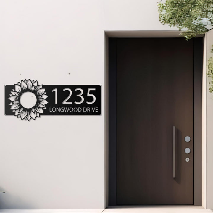 Personalized Sunflower Metal Address Sign House number, Custom Floral Metal Wall Art Decor, Hanging Address Plaque, Housewarming Gift