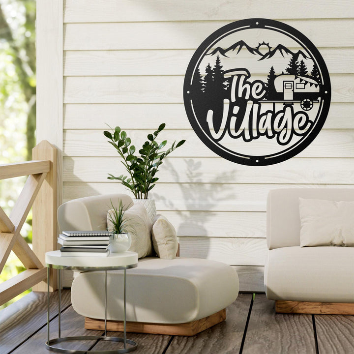 Custom Campsite Sign With Family Name Outdoor Wall Art For Camper Or RV Personalized Gift For Campsite Metal Art Decor With Last Name