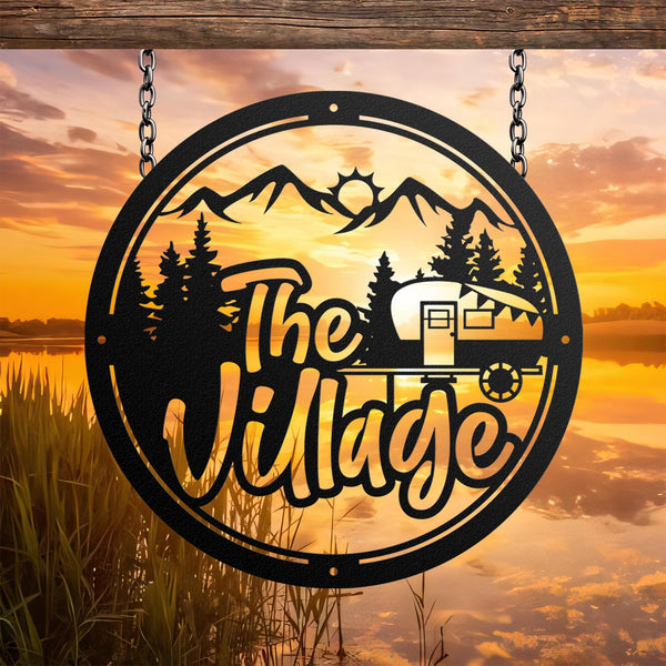 Custom Campsite Sign With Family Name Outdoor Wall Art For Camper Or RV Personalized Gift For Campsite Metal Art Decor With Last Name
