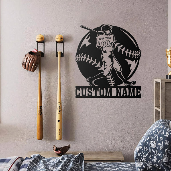 Personalized Baseball Metal Sign with LED Lights, Baseball Wall Art, Baseball Player Gift, Baseball Player Name Sign, Gift for Him