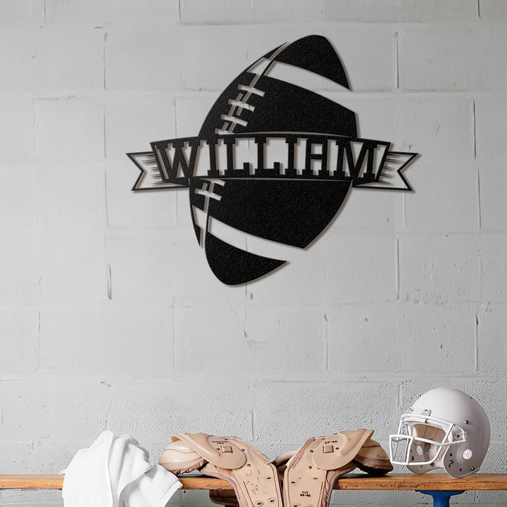 Custom American Football Metal Wall Art LED Light Personalized Player Lover Sign Home Decor Kid Boy Girl Nursery Decoration Christmas Gift
