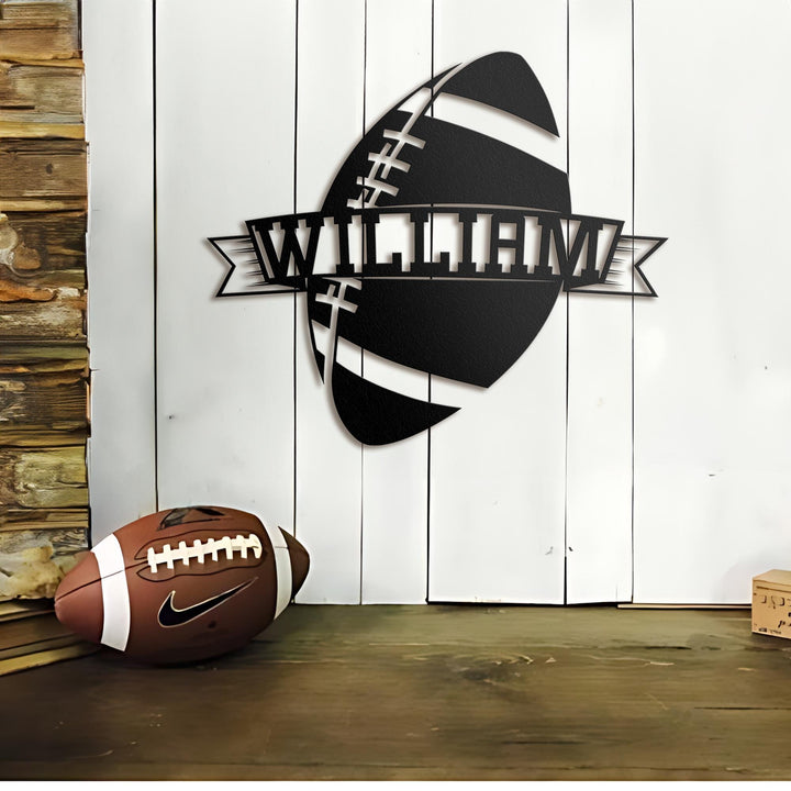Custom American Football Metal Wall Art LED Light Personalized Player Lover Sign Home Decor Kid Boy Girl Nursery Decoration Christmas Gift