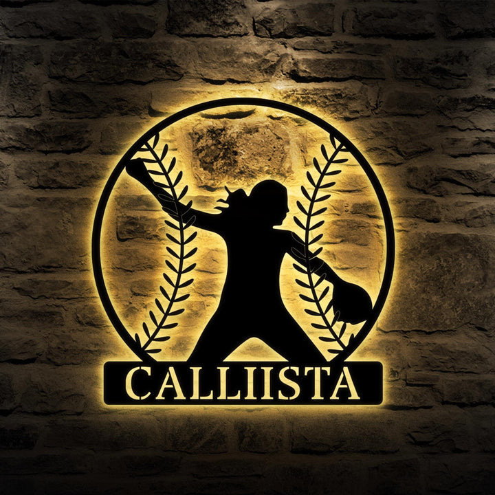 Custom Baseball Bat Metal Sign with LED Lights, Baseball Name Sign, Baseball Lover, Sport Room Decor, Kids Nursery Room Decor, Gift for Her