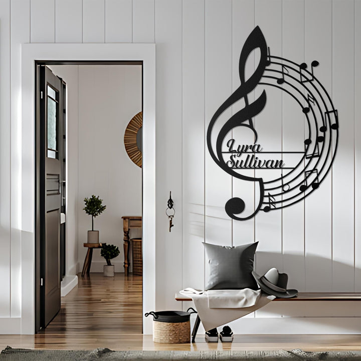 Personalized Music Notes Metal Wall Art, Musician Name Sign, Customized Gift for Musician, Music Lover, Music Teacher Gift, Music Room Decor