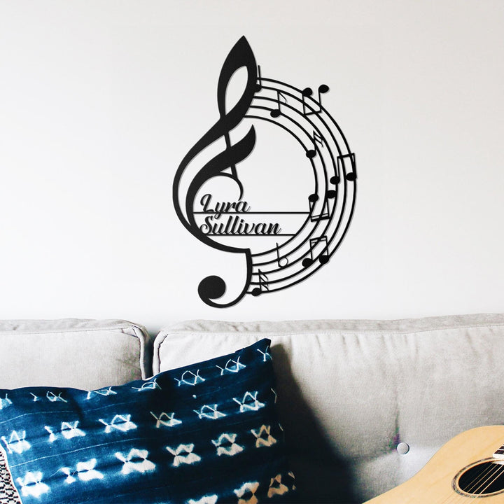 Personalized Music Notes Metal Wall Art, Musician Name Sign, Customized Gift for Musician, Music Lover, Music Teacher Gift, Music Room Decor