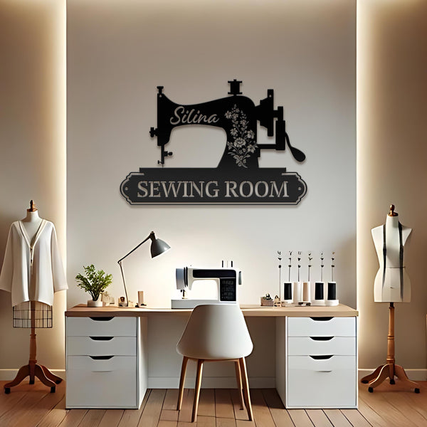 Personalized Sewing Metal LED Sign, Custom Quilting Sign For Sewing room Decor, gift for grandma, Sewing Machine Sign, Seamstress Gifts.