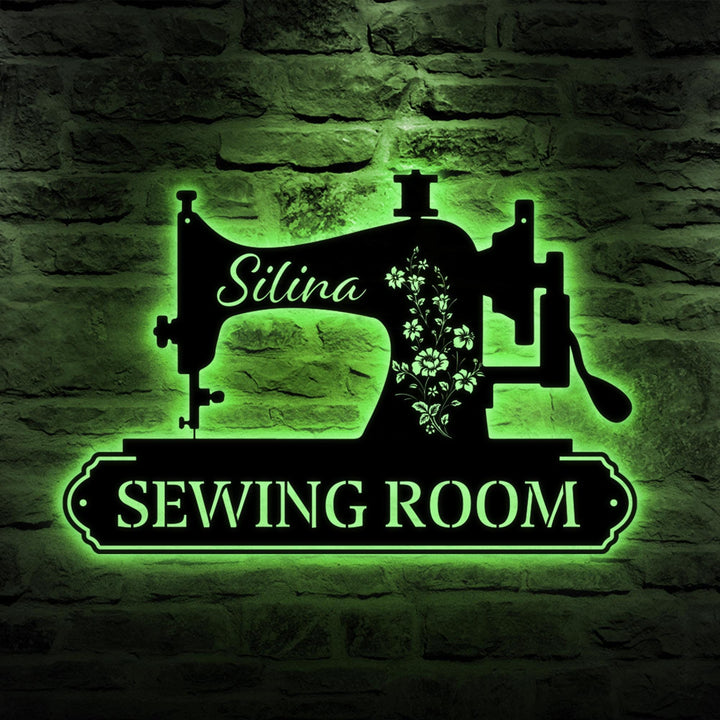Personalized Sewing Metal LED Sign, Custom Quilting Sign For Sewing room Decor, gift for grandma, Sewing Machine Sign, Seamstress Gifts.