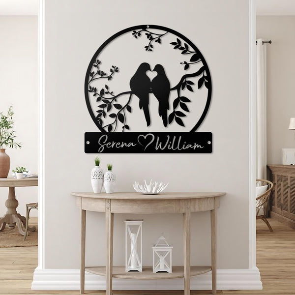 Metal Love Birds Wedding Decor, Personalized Wedding Gifts, Custom Wedding Signs, Bird Wall Decor, Bridal Shower Sign Garden Sign.