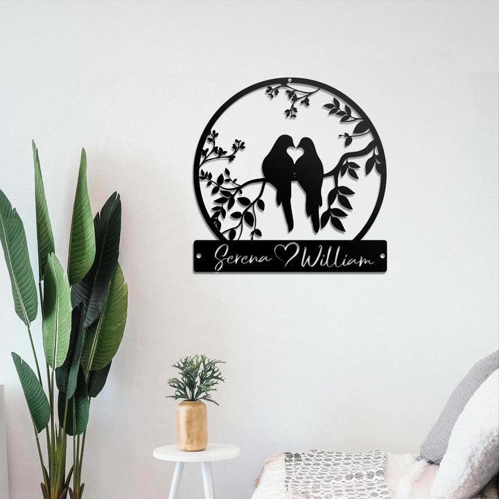 Metal Love Birds Wedding Decor, Personalized Wedding Gifts, Custom Wedding Signs, Bird Wall Decor, Bridal Shower Sign Garden Sign.