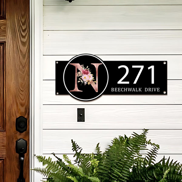 Personalized Family name Split Letter Monogram Metal Address Sign | Hanging Address Plaque | Yard Sign, Outdoor Sign | Garden Stake.