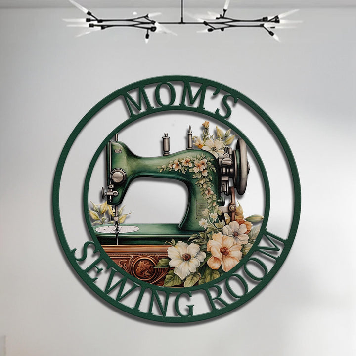 Custom Sewing Room Metal Sign, Craft Room Decor, Sewing Machine With Flower Sign Personalized, Sewing Room Plaque, Mother's Day Gift
