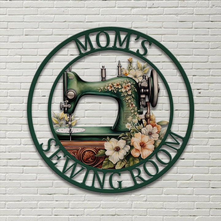 Custom Sewing Room Metal Sign, Craft Room Decor, Sewing Machine With Flower Sign Personalized, Sewing Room Plaque, Mother's Day Gift