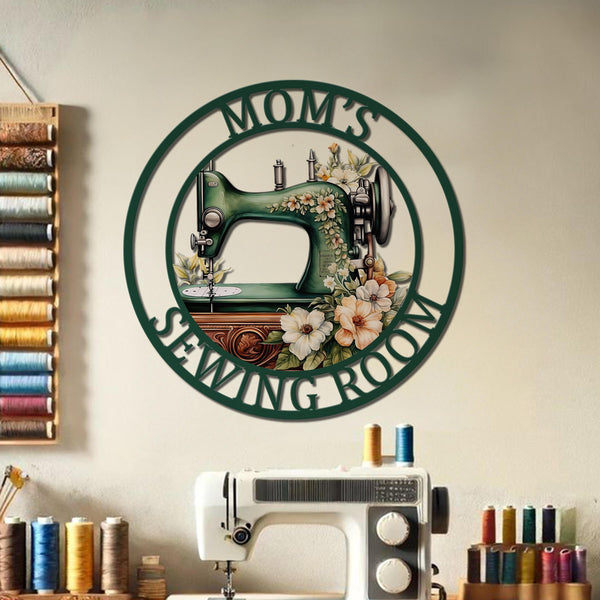 Custom Sewing Room Metal Sign, Craft Room Decor, Sewing Machine With Flower Sign Personalized, Sewing Room Plaque, Mother's Day Gift
