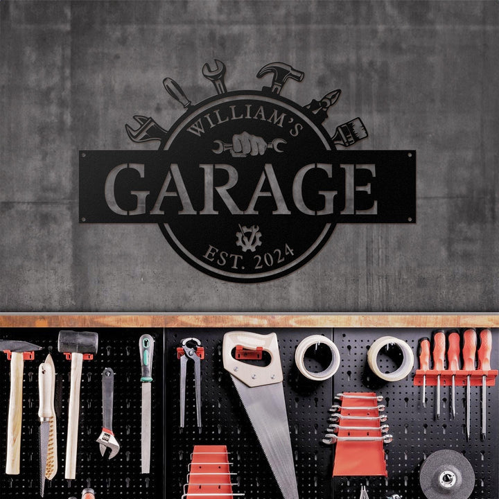 Garage Sign, Custom Metal Sign, Metal Name Sign, Garage Decor, Home Decor, Signs For A Garage, Man Cave Sign, Man Cave Metal Sign Art.
