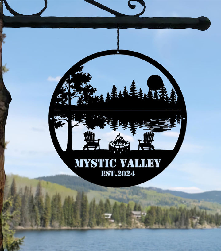 Personalized Campfire Family Name Sign / Metal Wall Steel Decor / Monogram Name Camping Sign / Home Decor / Personalized Outdoor Decor