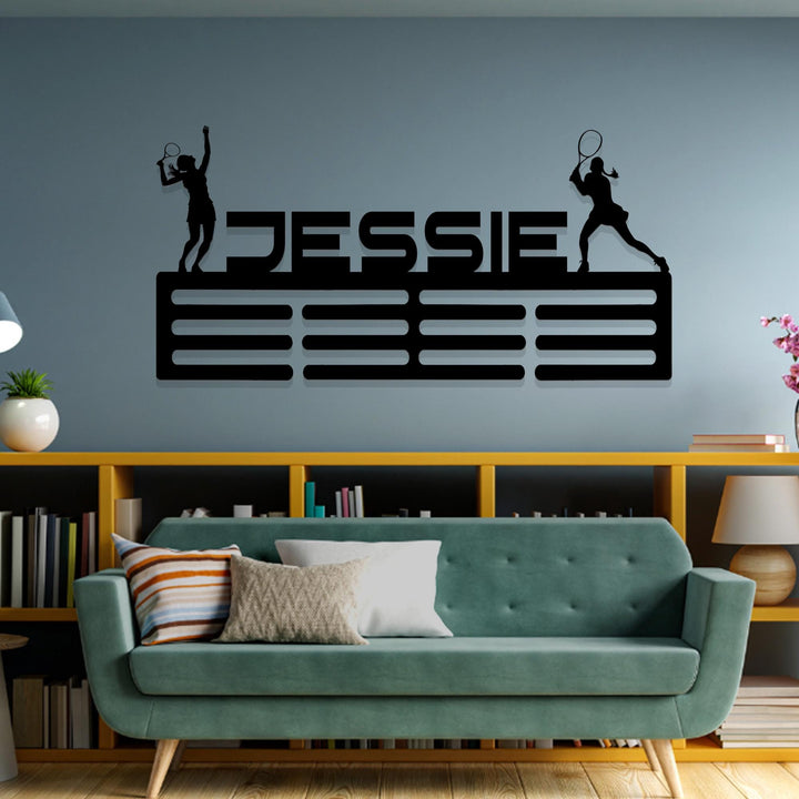 Custom Name Tennis Medal Hanger with Led Light, Medal Holder Display Rack for Awards and Ribbons, Tiered Award Rack, Sports Medal Hanger