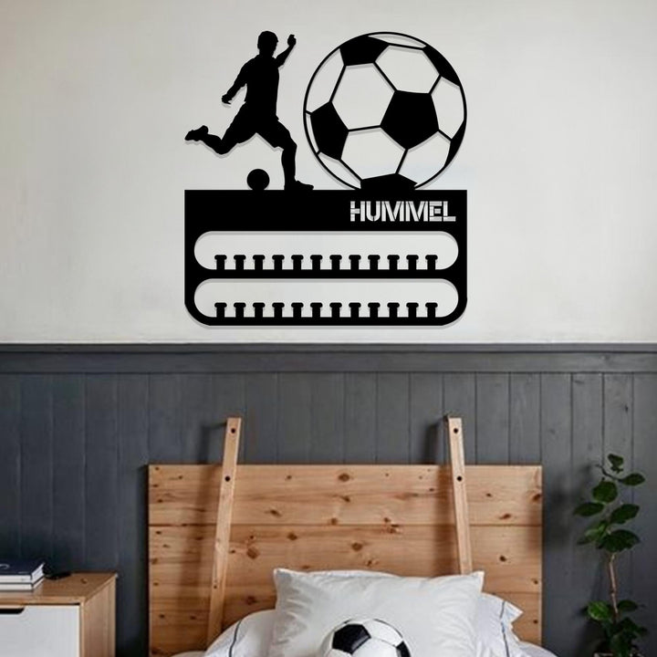 Custom Name Soccer Medal Hanger with Led Light, Soccer Team Gift Decor, Medal Holder Display Rack for Awards and Ribbons, Tiered Award Rack