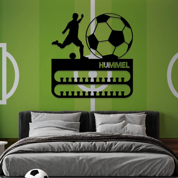 Custom Name Soccer Medal Hanger with Led Light, Soccer Team Gift Decor, Medal Holder Display Rack for Awards and Ribbons, Tiered Award Rack