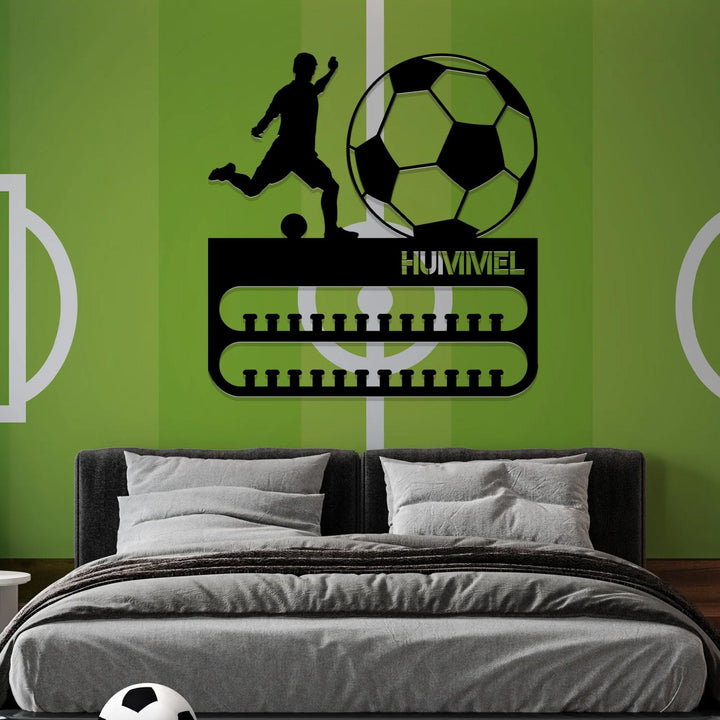 Custom Name Soccer Medal Hanger with Led Light, Soccer Team Gift Decor, Medal Holder Display Rack for Awards and Ribbons, Tiered Award Rack