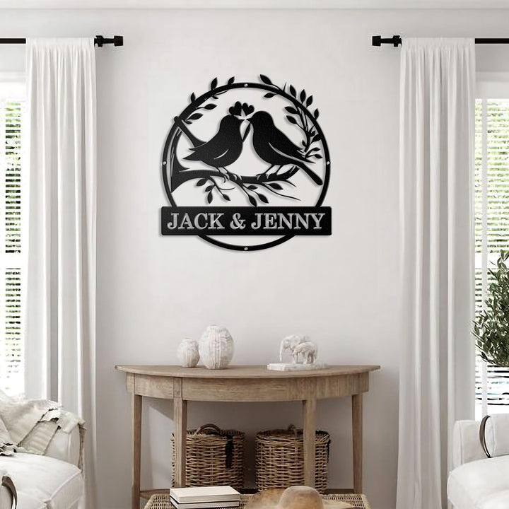 Love Birds Rustic Wedding Metal Decor, Personalized Wedding Gifts, Custom Wedding Metal Signs, Bird Wall Decor, Bridal Shower Sign Garden