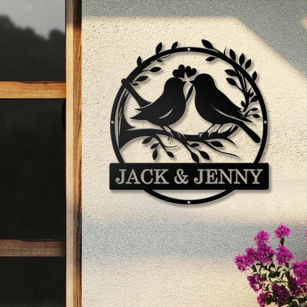 Love Birds Rustic Wedding Metal Decor, Personalized Wedding Gifts, Custom Wedding Metal Signs, Bird Wall Decor, Bridal Shower Sign Garden