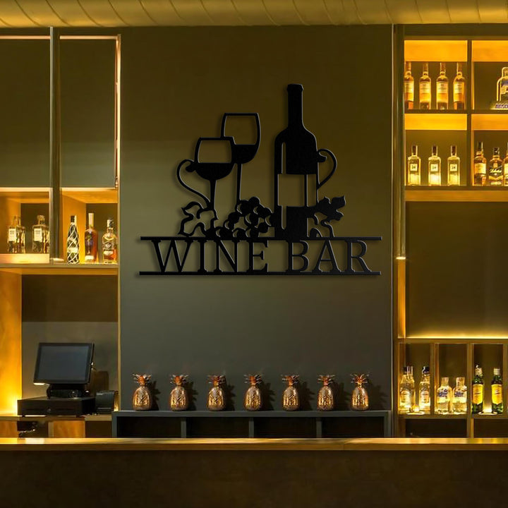 Custom Wine & Grapes Bar Metal Sign with Led Lights, Wine Bar Pub Metal Wall Art, Personalized Alcohol Drinking Name Sign, Decor Wine Shop