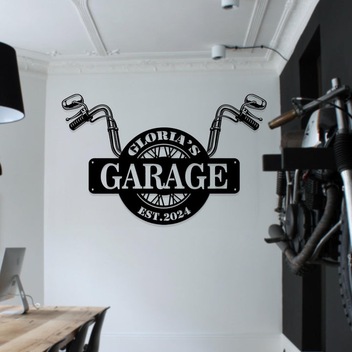 Custom Motorcycle Garage Sign,Personalized Metal Art,Metal Garage Sign,Men Cave Metal Art,Fathers Day Gift,Motor Bike Metal Sign,Biker Gifts