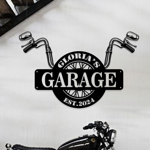 Custom Motorcycle Garage Sign,Personalized Metal Art,Metal Garage Sign,Men Cave Metal Art,Fathers Day Gift,Motor Bike Metal Sign,Biker Gifts