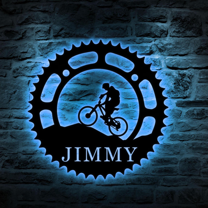 Custom Mountain Bike Metal Sign, Personalized Biking Metal Wall Art, Biker Name Sign, Bike Rider Gift, Home Garage Decor, Sport Room Decor