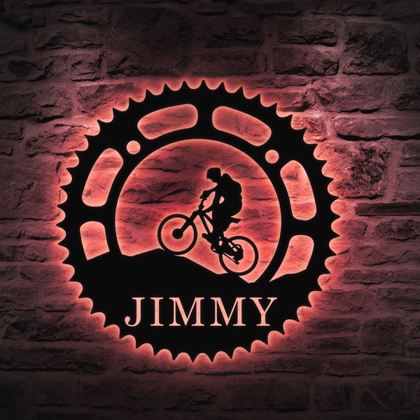 Custom Mountain Bike Metal Sign, Personalized Biking Metal Wall Art, Biker Name Sign, Bike Rider Gift, Home Garage Decor, Sport Room Decor
