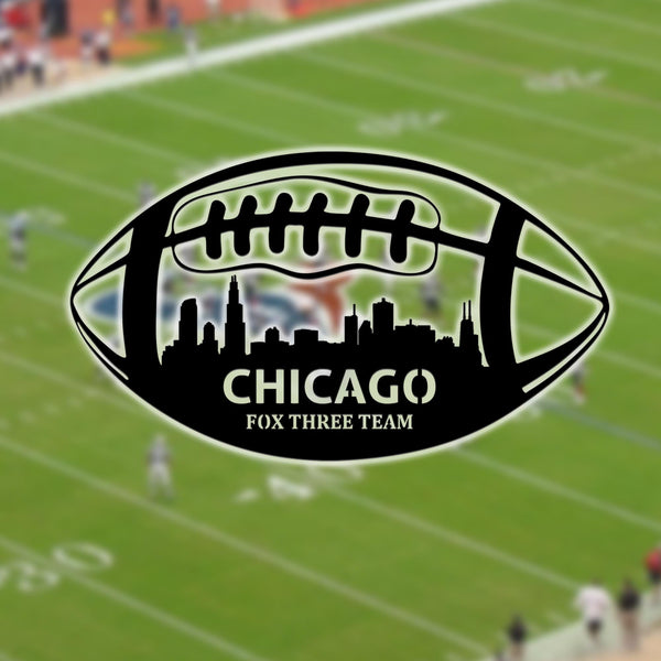 Custom US State Skyline American Football Metal Wall Art LED Light Personalized Player Name Sign Home Decor Kid Nursery Decoration Birthday.