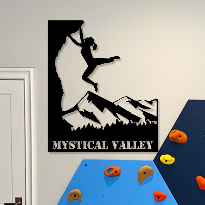 Custom Rock Climbing Metal Wall Art LED Light Personalized Rock Climber Name Sign Home Decor Mountain Climbing Man Cave Decoration Birthday