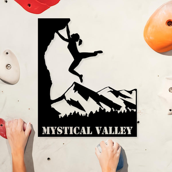 Custom Rock Climbing Metal Wall Art LED Light Personalized Rock Climber Name Sign Home Decor Mountain Climbing Man Cave Decoration Birthday