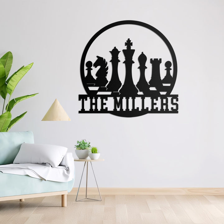 Custom Chess Metal Wall Art LED Light, Personalized Chess Player Name Sign, Home Decor Game Zone Man Cave, Kid Nursery Decoration Birthday