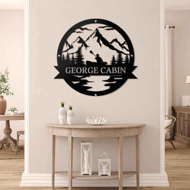Custom Kayak Metal Wall Art LED Light Personalized Kayaker Name Sign Lake Life Home Decor Lake House Decoration Birthday Xmas Gift