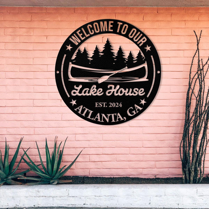 Personalized Lakehouse Metal Sign, Custom Lake House Wall Art Decor, Lakehouse Gift, Custom Family Name Sign, Outdoor Decor, Christmas Gift