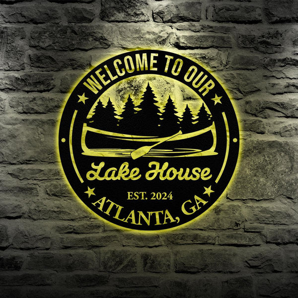 Personalized Lakehouse Metal Sign, Custom Lake House Wall Art Decor, Lakehouse Gift, Custom Family Name Sign, Outdoor Decor, Christmas Gift