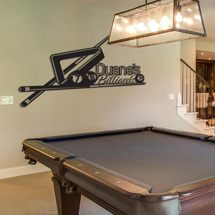 Custom Billiards Sport And Bar Metal Wall Art with LED Light Personalized Snooker Player Name Sign Home Decor Pool Ball Decoration Man Cave