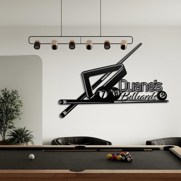 Custom Billiards Sport And Bar Metal Wall Art with LED Light Personalized Snooker Player Name Sign Home Decor Pool Ball Decoration Man Cave