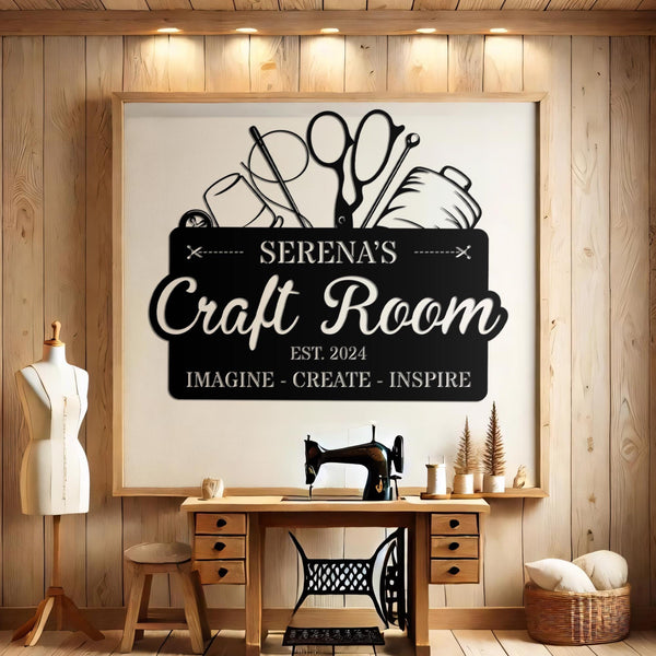 Personalized Craft Room Metal LED Sign, Sewing Room Sign, Craft Sign Decor, Wall Art for Craft Room, Metal Office Sign, Home Office Decor.