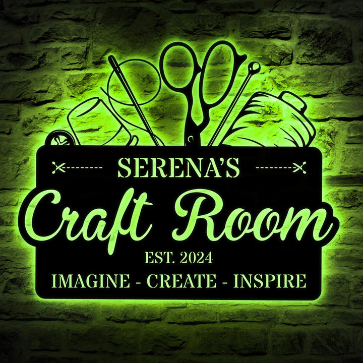 Personalized Craft Room Metal LED Sign, Sewing Room Sign, Craft Sign Decor, Wall Art for Craft Room, Metal Office Sign, Home Office Decor.