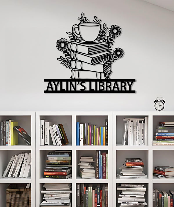 Personalized Books Metal Sign,Bookshelf Sign,Custom Library Sign,Bookworm Sign,Book Club Decor,Reading Room Sign,Books Metal Wall Art
