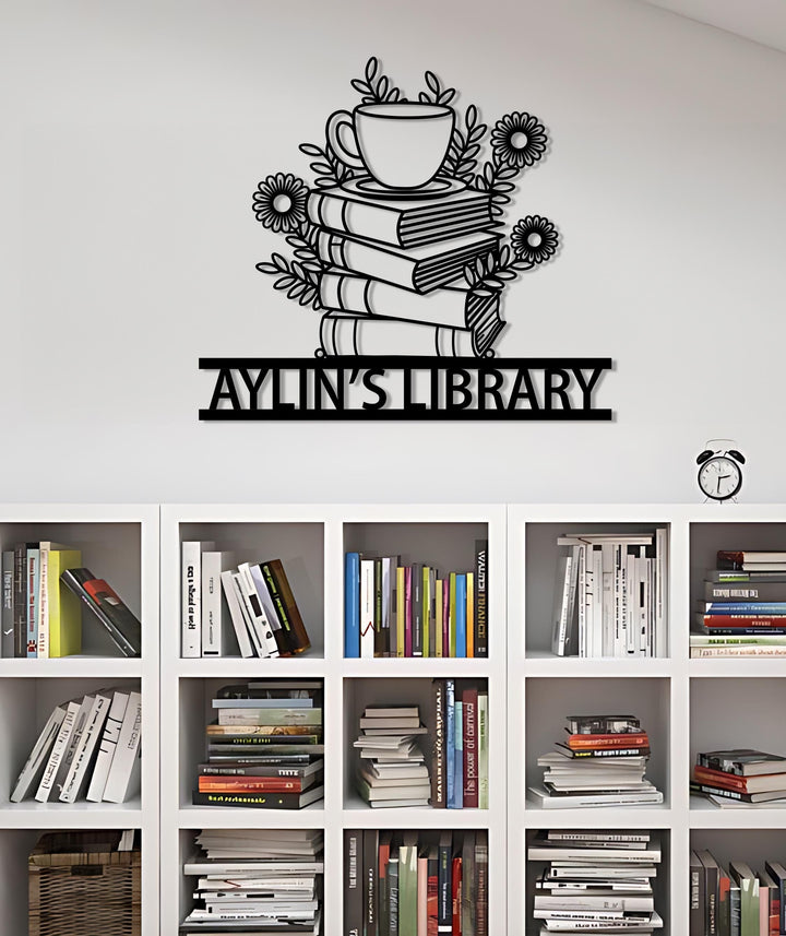 Personalized Books Metal Sign,Bookshelf Sign,Custom Library Sign,Bookworm Sign,Book Club Decor,Reading Room Sign,Books Metal Wall Art