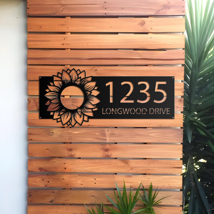 Personalized Sunflower Metal Address Sign House number, Custom Floral Metal Wall Art Decor, Hanging Address Plaque, Housewarming Gift